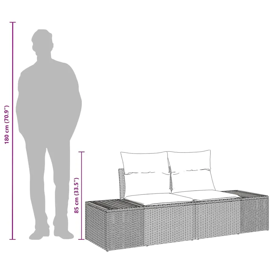 Canapé de jardin avec coussin Marron 184 x 62 x 69 cm polyrotin - 8