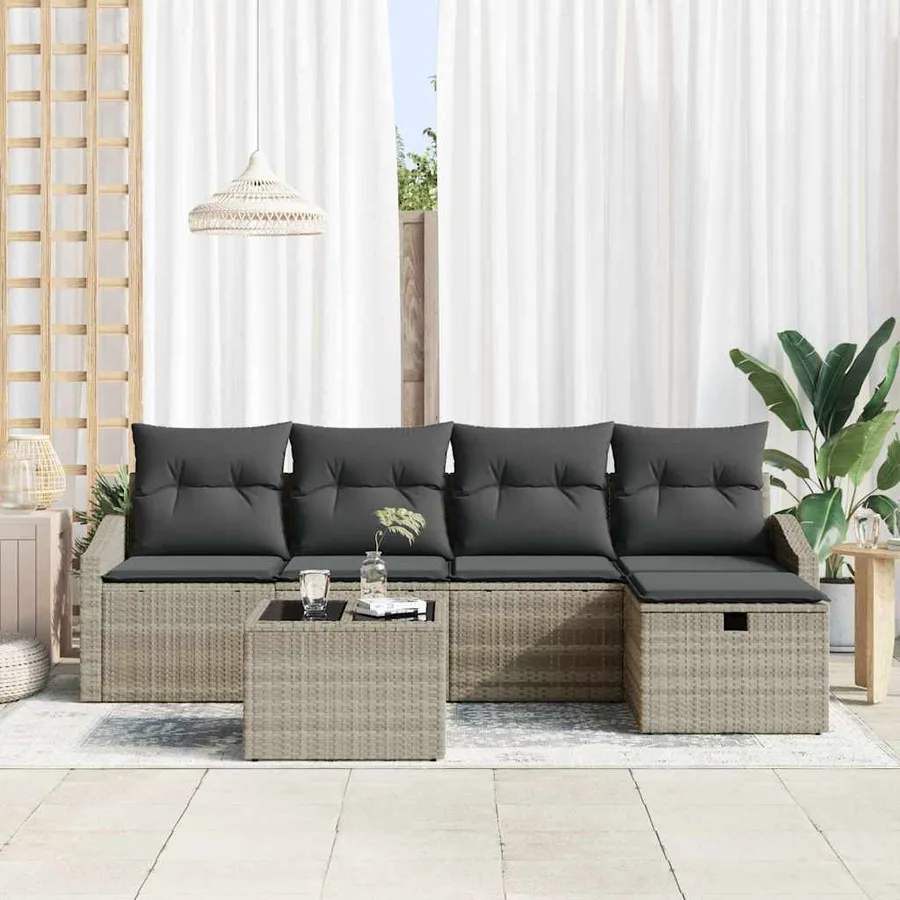 Ensemble de Canapés avec coussin 6 pcs polyrotin - 3