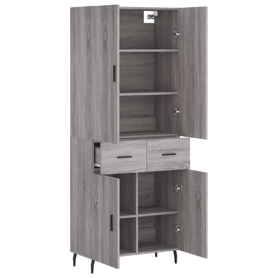 Buffet haut Sonoma gris 69,5x34x180 cm Bois d'ingénierie - 4