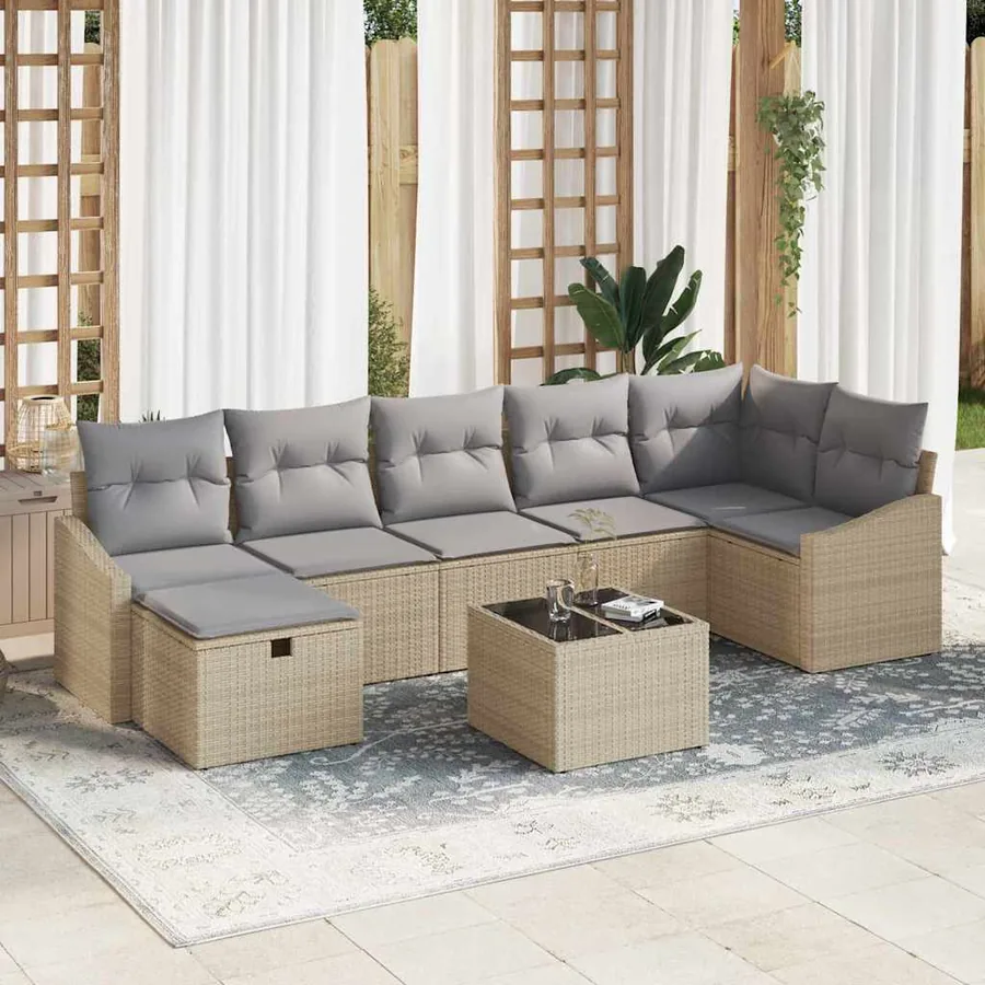 Ensemble de Canapés avec coussin 7 pcs polyrotin