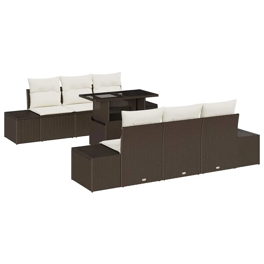 Ensemble de Canapés 7 pcs Marron et Crème polyrotin - 2