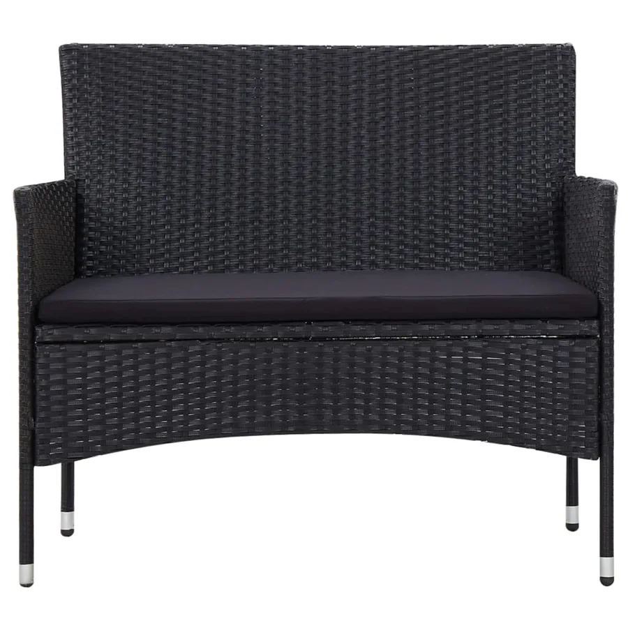 Salon de jardin 5 pcs avec coussins résine tressée noir - 10