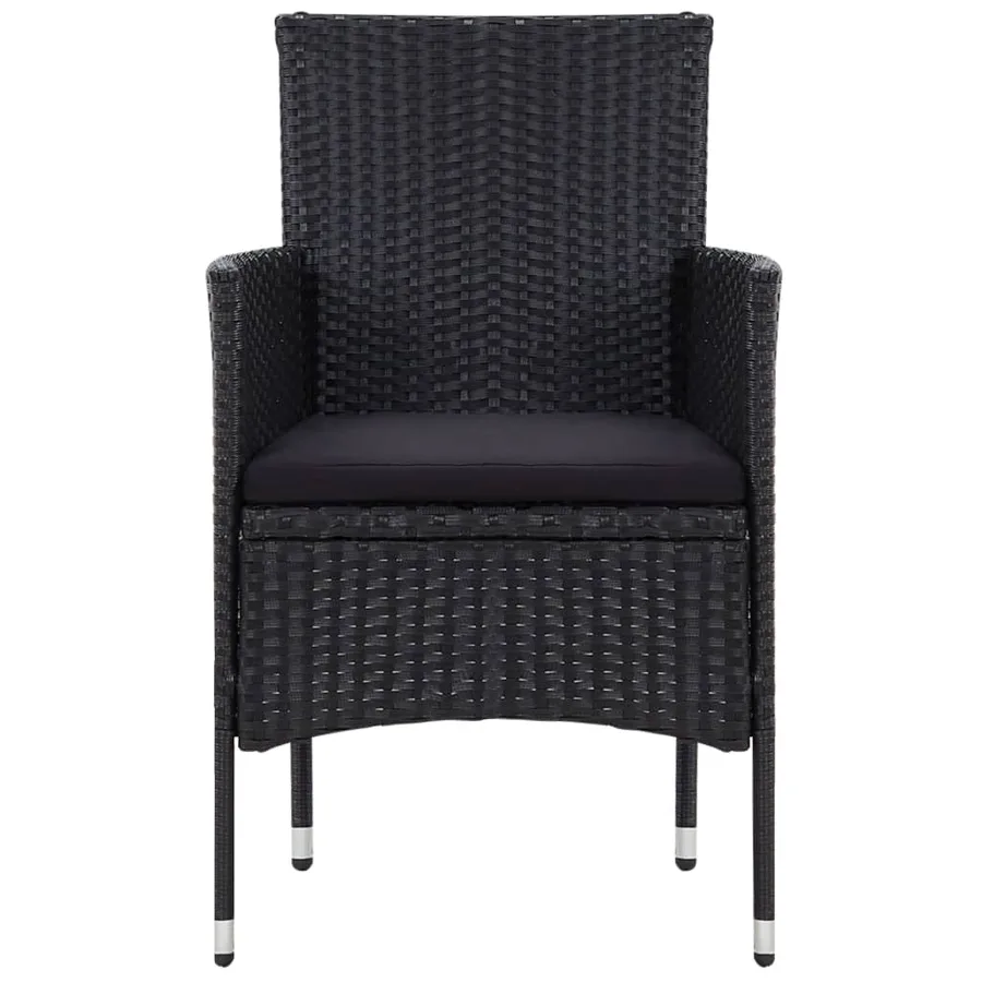 Salon de jardin 5 pcs avec coussins résine tressée noir - 11
