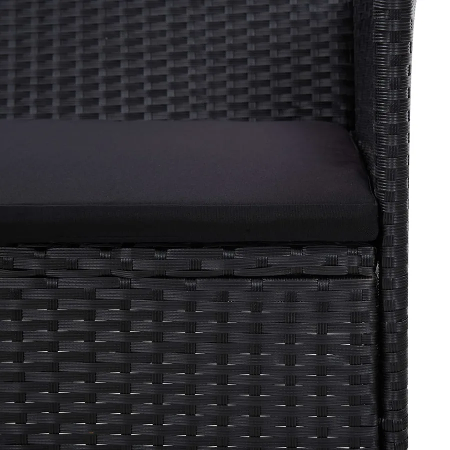 Salon de jardin 5 pcs avec coussins résine tressée noir - 13