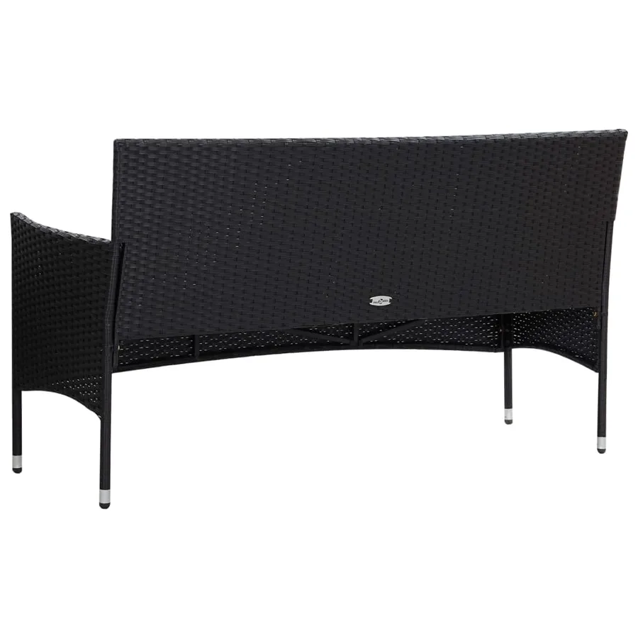 Salon de jardin 5 pcs avec coussins résine tressée noir - 4