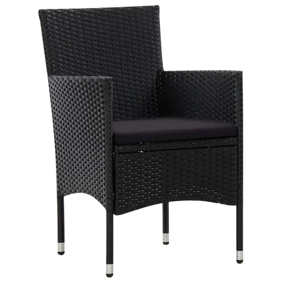 Salon de jardin 5 pcs avec coussins résine tressée noir - 6