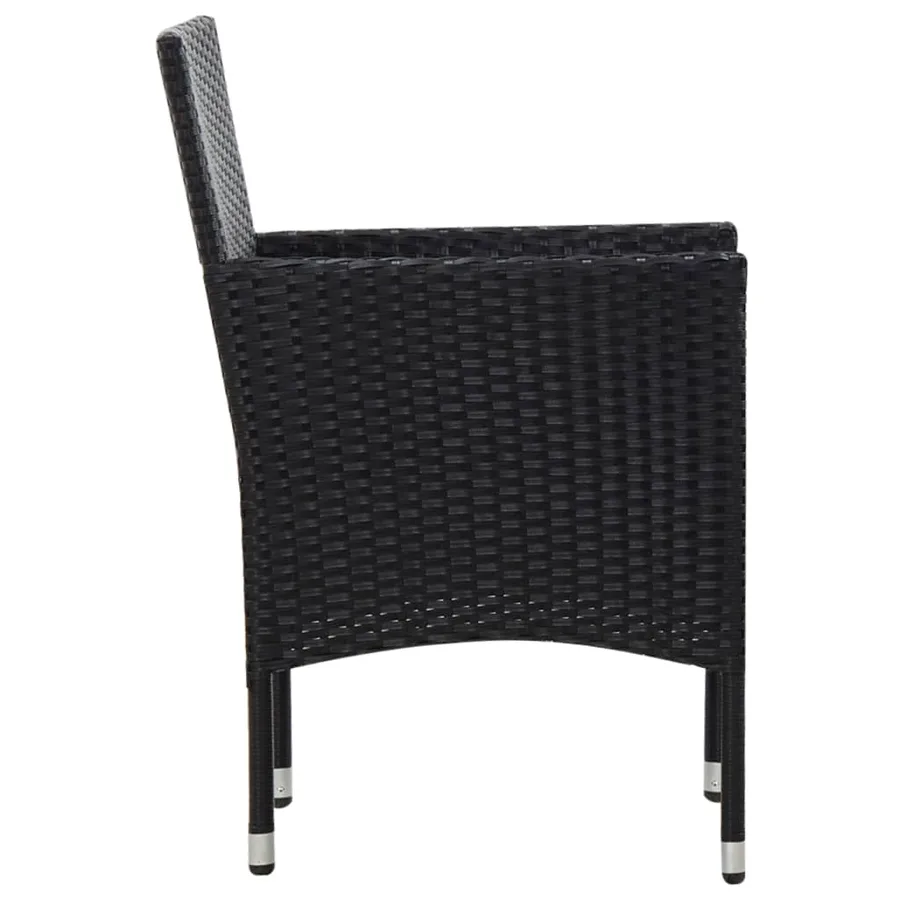 Salon de jardin 5 pcs avec coussins résine tressée noir - 7