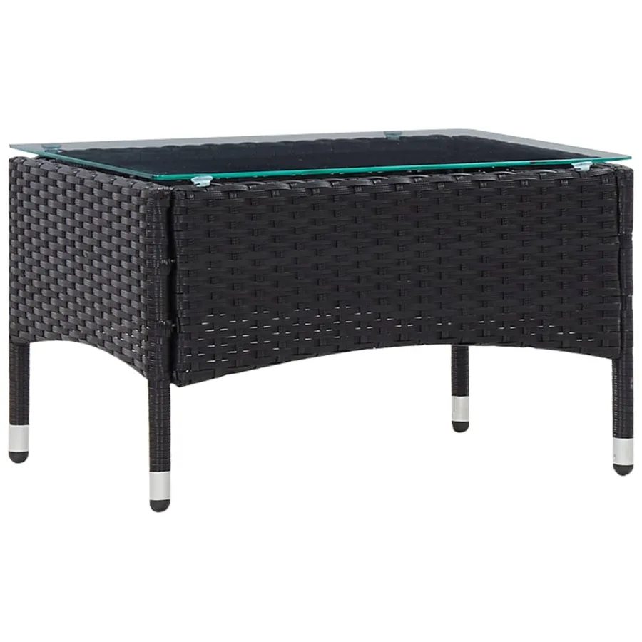 Salon de jardin 5 pcs avec coussins résine tressée noir - 8