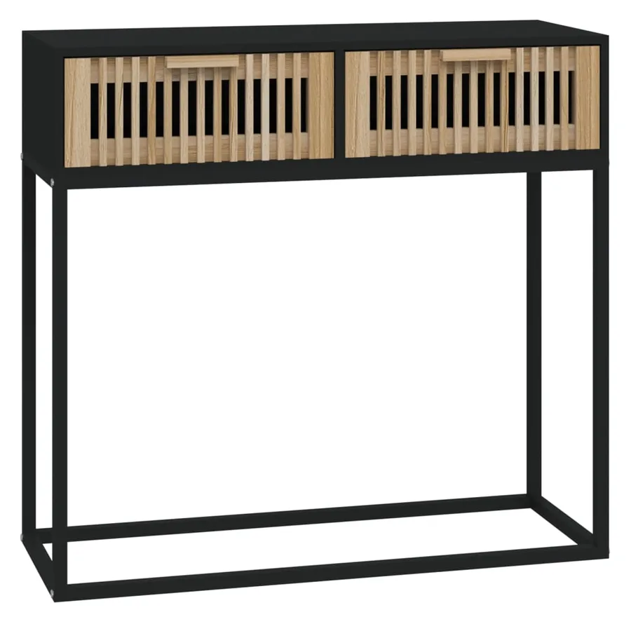 Table console noir 80x30x75 cm bois d'ingénierie et fer - 2