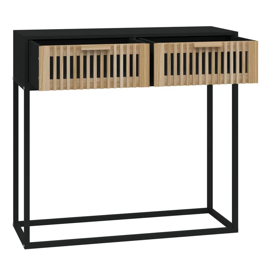 Table console noir 80x30x75 cm bois d'ingénierie et fer - 5