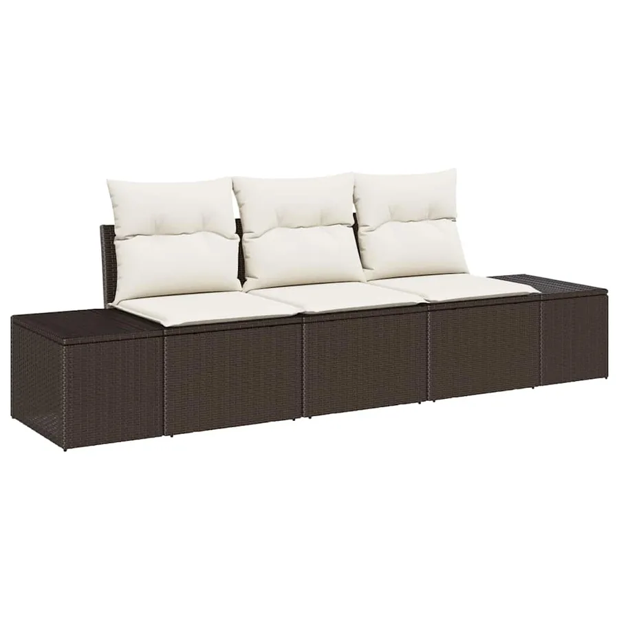 Ensemble de Canapés avec coussin 3 pcs Marron polyrotin - 2
