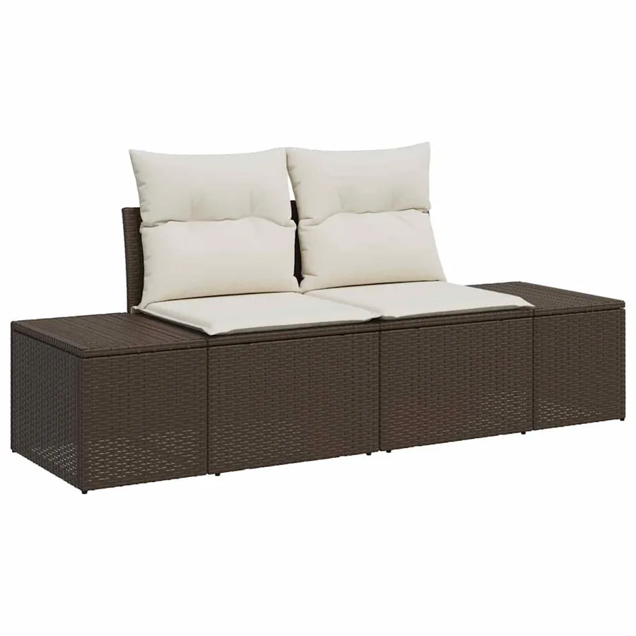 Ensemble de Canapés avec coussin 3 pcs Marron polyrotin - 4
