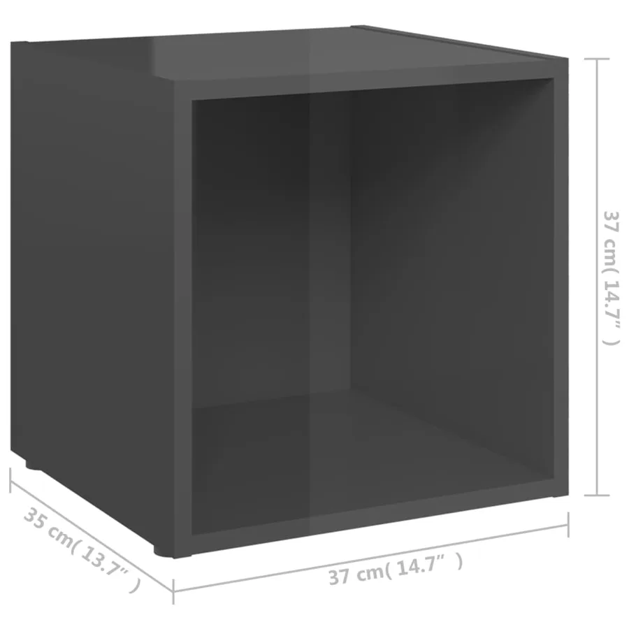 Meubles TV 4 pcs gris brillant 37x35x37 cm bois d’ingénierie - 8