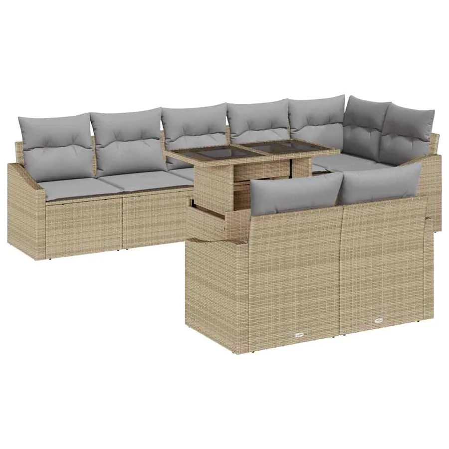Ensemble de canapé de jardin Réglable 9 pcs Beige et Gris clair - 2