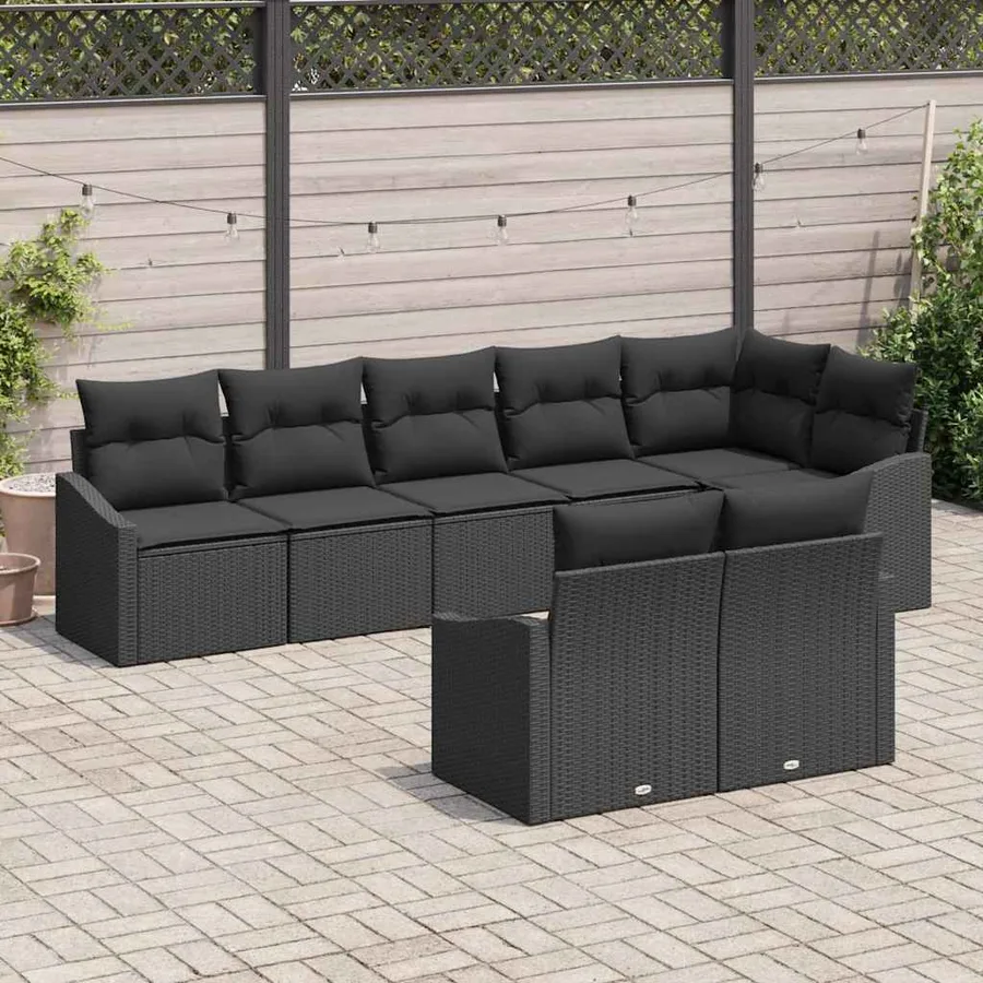 Ensemble de Canapés avec coussin 8 pcs Noir polyrotin - 3