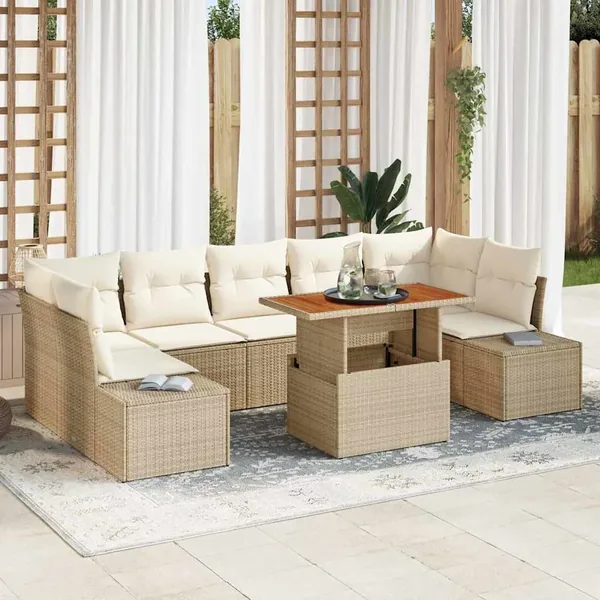 Ensemble de canapé de jardin 8 pc Beige et crème