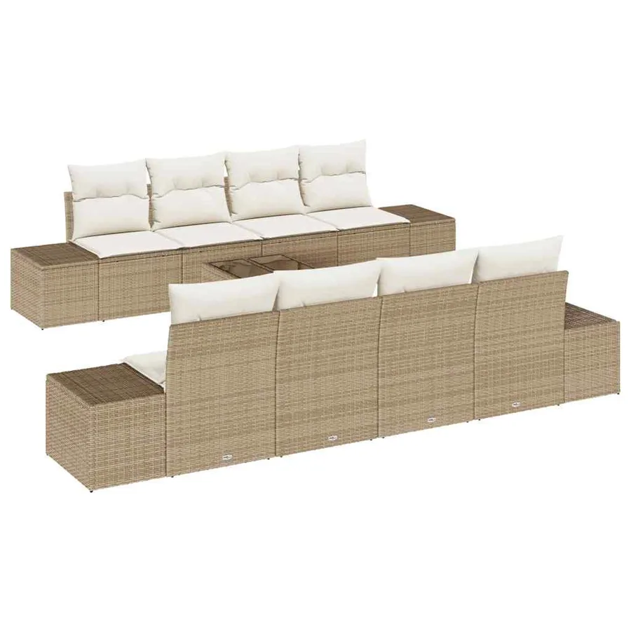 Ensemble de canapé de jardin 7 pcs Beige et crème polyrotin - 2