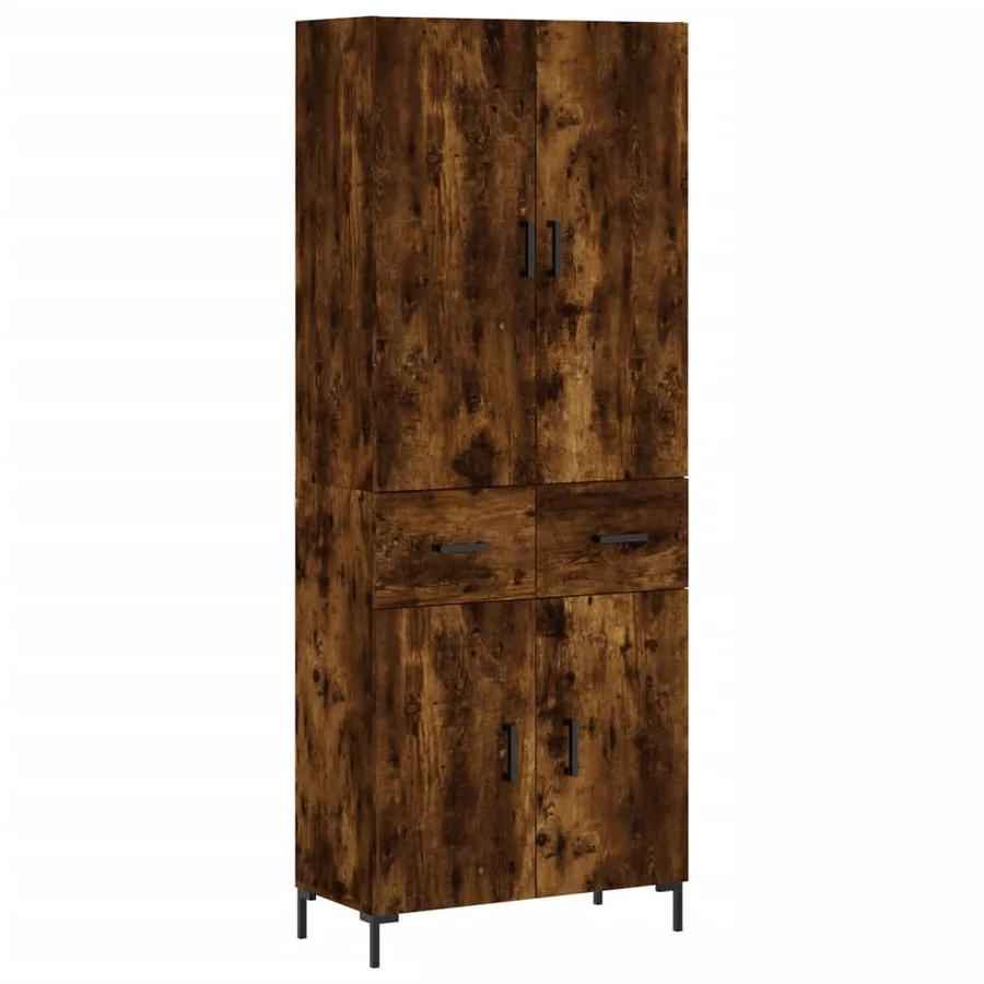 Buffet haut Chêne fumé 69,5x34x180 cm Bois d'ingénierie - 2