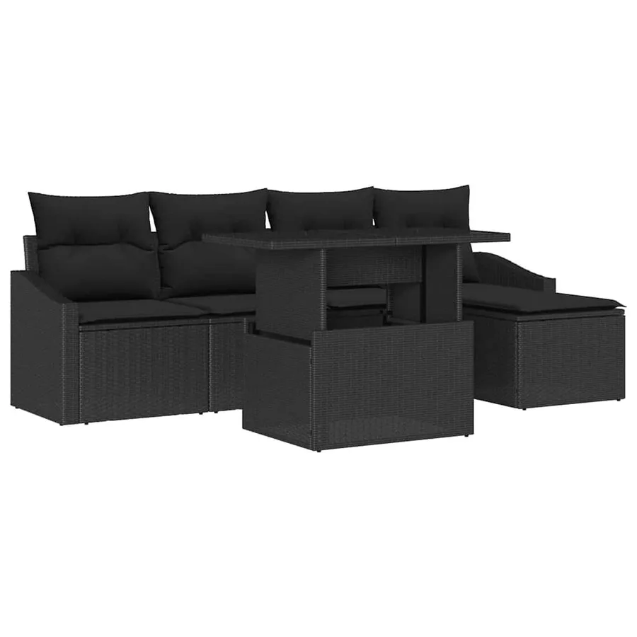 Ensemble de canapé de jardin avec coussin 6 pcs Noir - 2