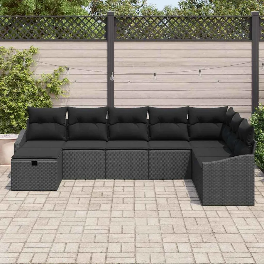 Ensemble de canapé de jardin avec coussin 8 pcs polyrotin - 3