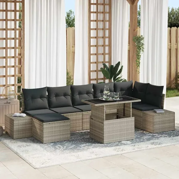 Ensemble de canapé de jardin avec coussin 8 pcs Gris clair