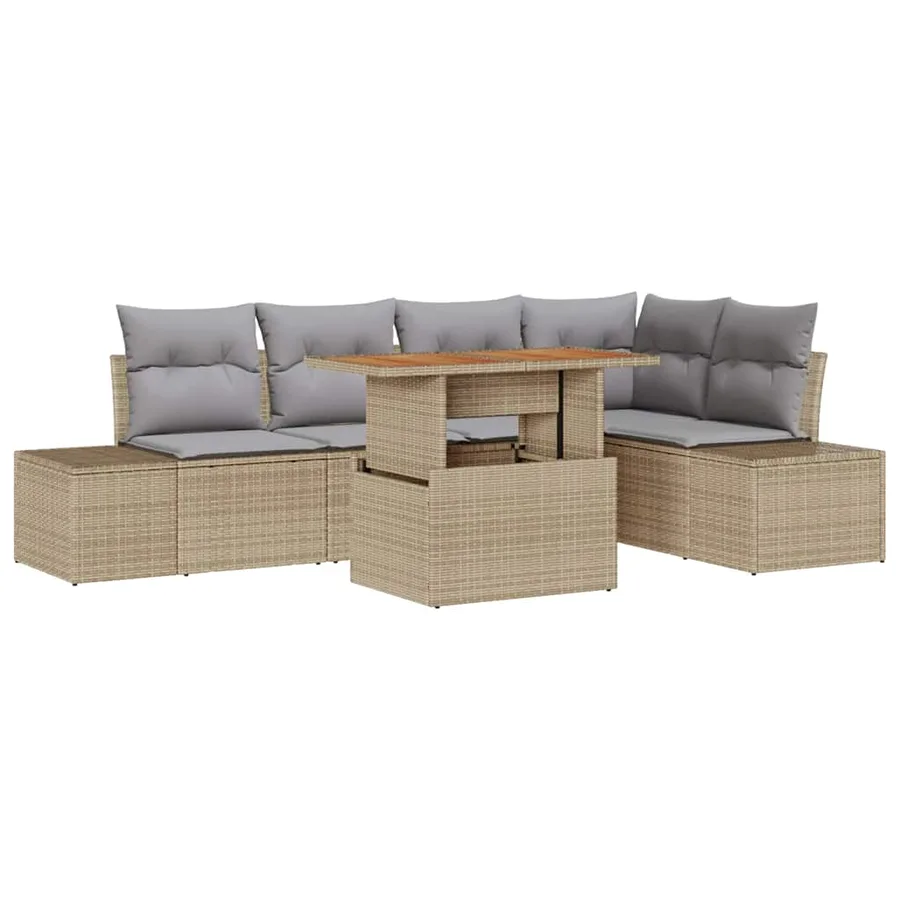 Ensemble de canapé de jardin 6 pc Beige et gris - 2