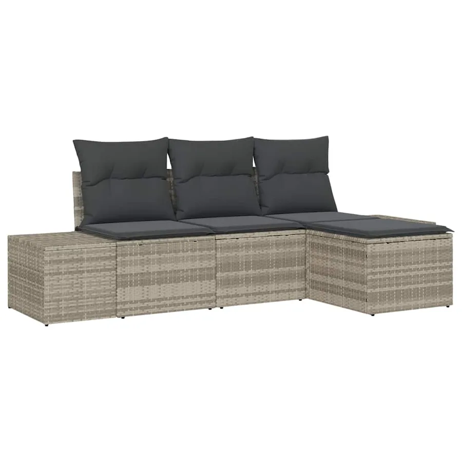 Ensemble de canapé de jardin 4 pcs Gris clair polyrotin - 2
