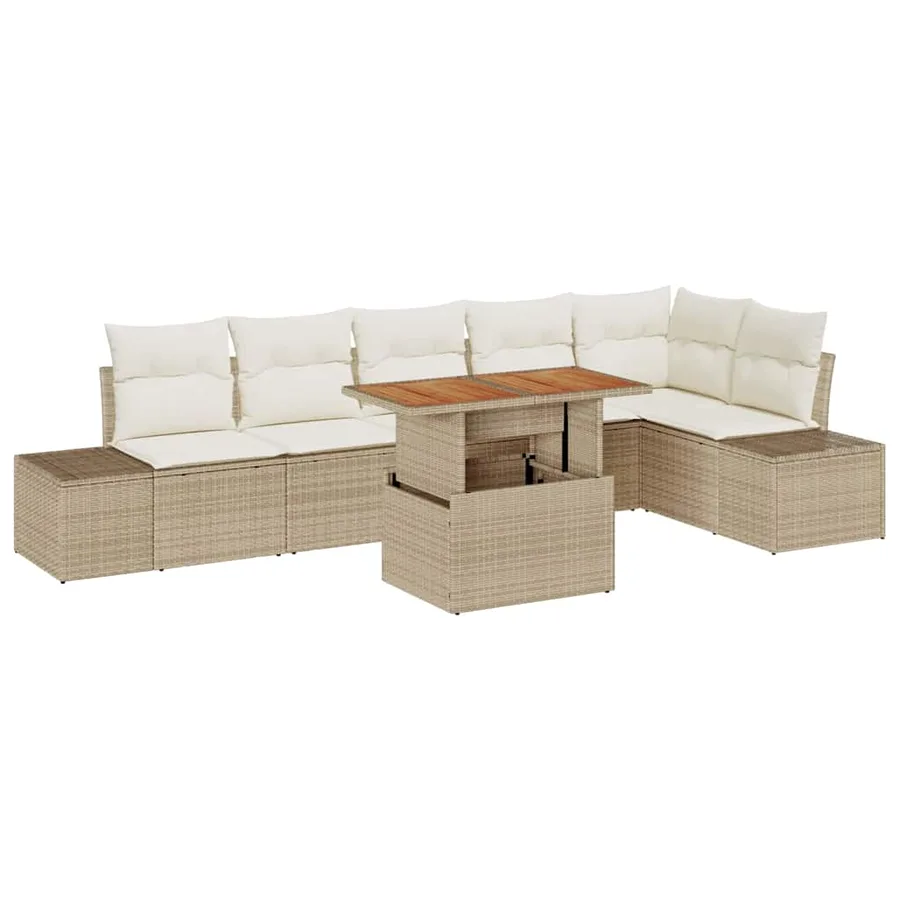Ensemble de canapé de jardin 7 pc Beige et crème - 2