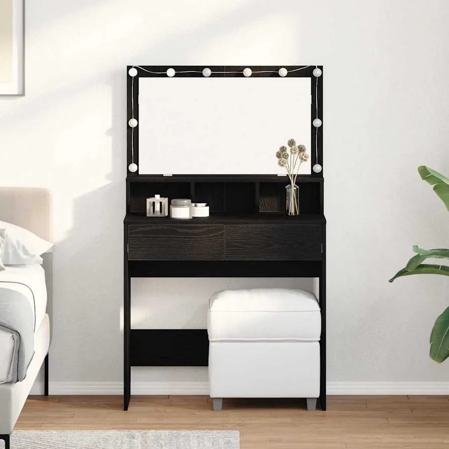 Table de Toilette avec tiroir Chêne noir 80 x 41 x 134,5 cm