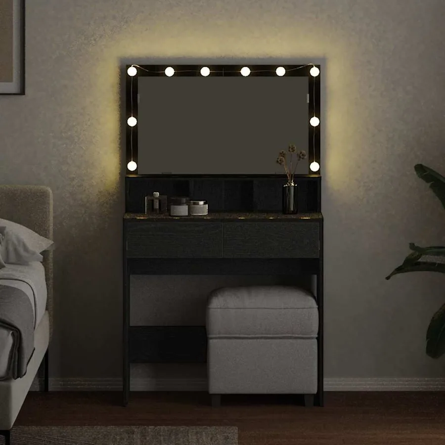 Table de Toilette avec tiroir Chêne noir 80 x 41 x 134,5 cm - 4