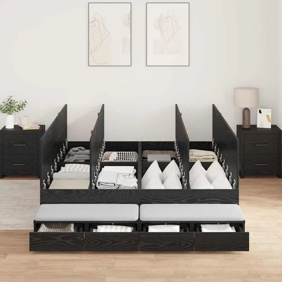 Cadre de lit avec rangement Chêne noir 160 cm Bois d'ingénierie - 4