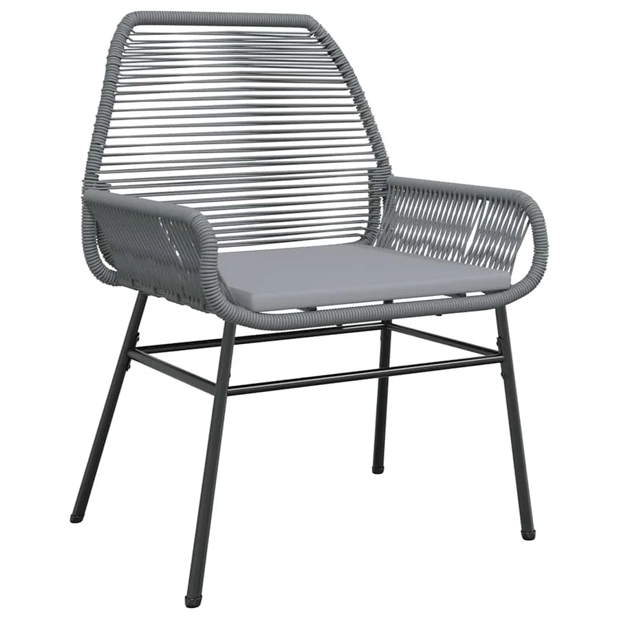 Ensemble à manger jardin coussins 7 pcs gris poly rotin verre - 4
