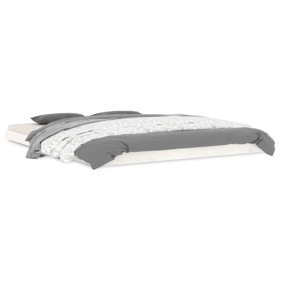 Cadre de lit sans matelas blanc 160x200 cm bois de pin massif - 2