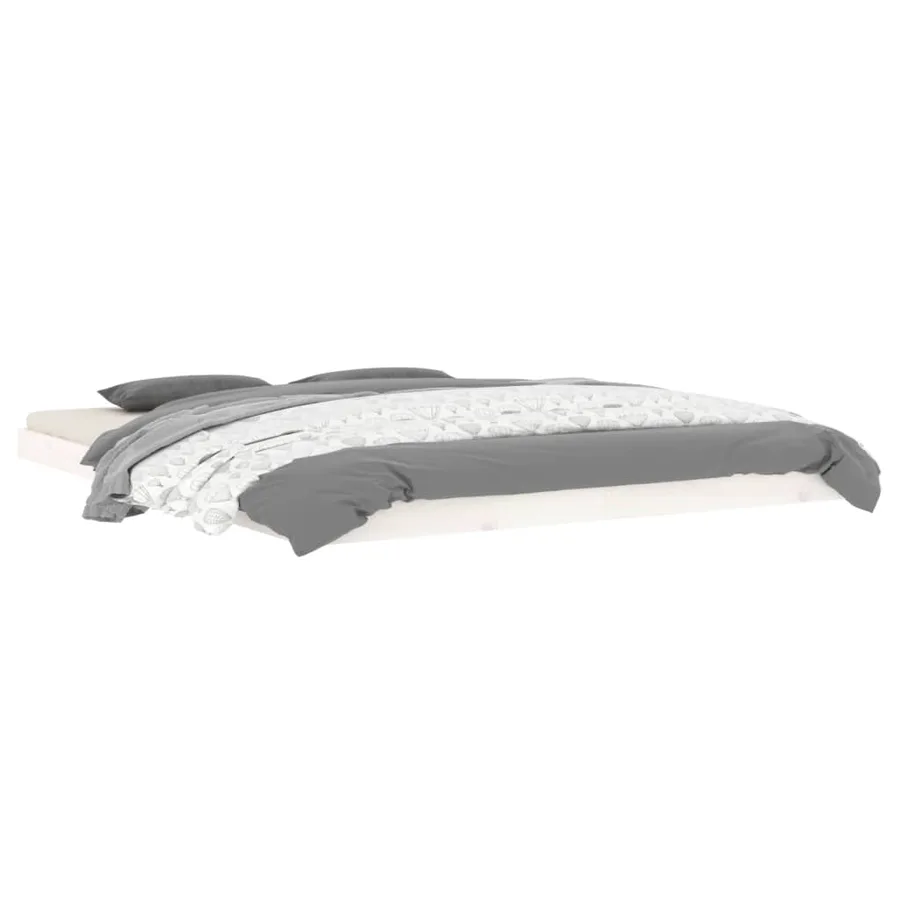 Cadre de lit sans matelas blanc 160x200 cm bois de pin massif - 3