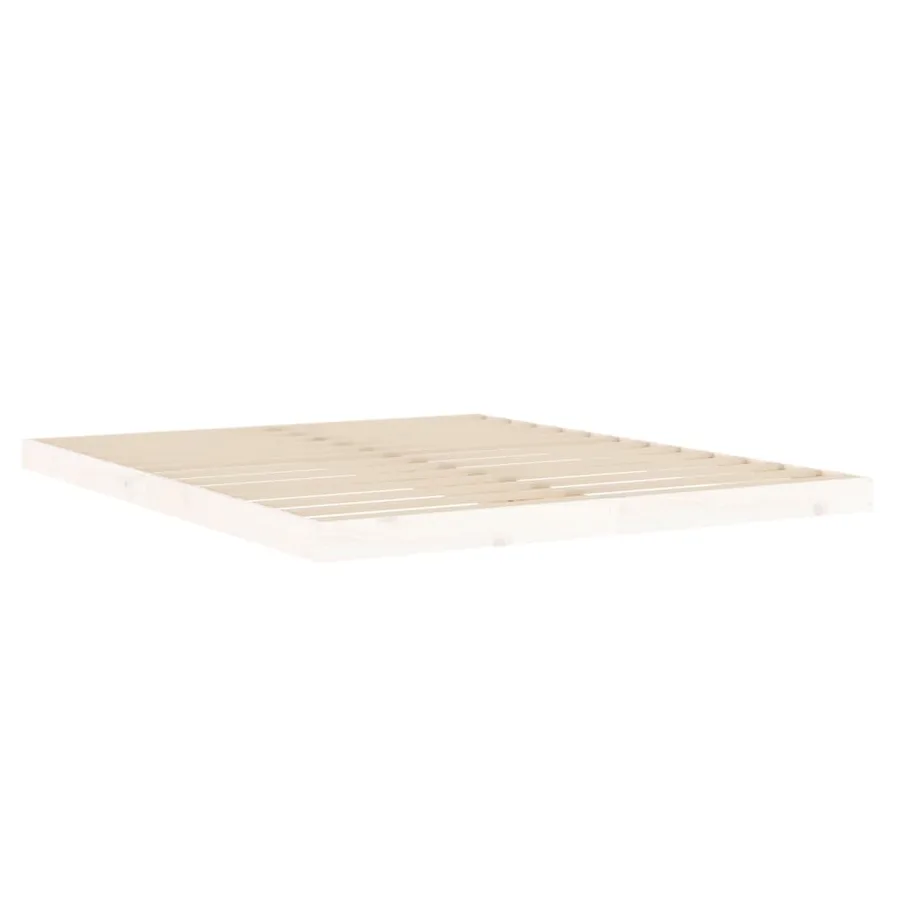 Cadre de lit sans matelas blanc 160x200 cm bois de pin massif - 4