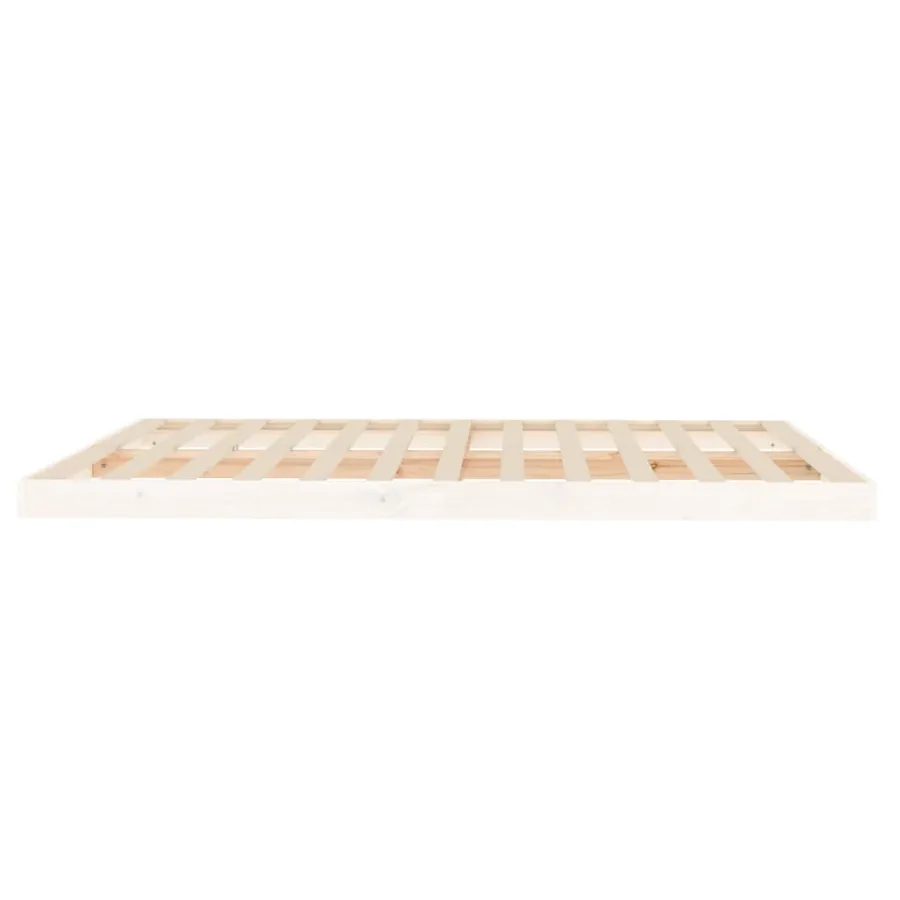 Cadre de lit sans matelas blanc 160x200 cm bois de pin massif - 6