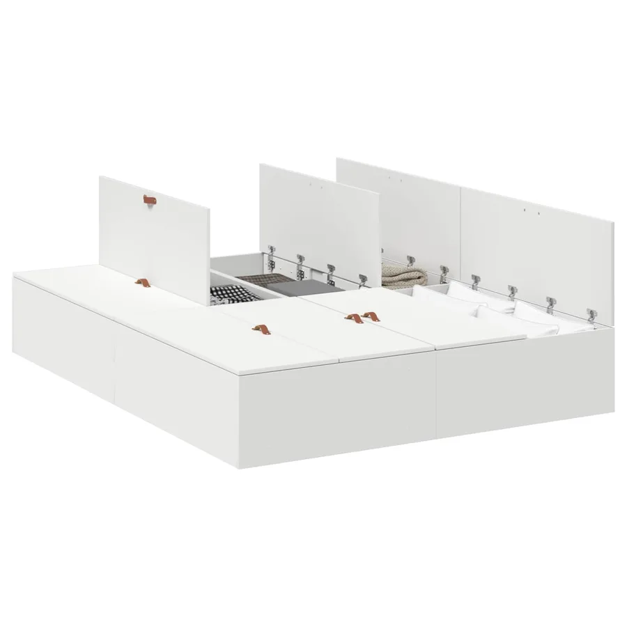 Cadre de lit avec rangement avec stockage Blanc 140 x 190 cm - 2