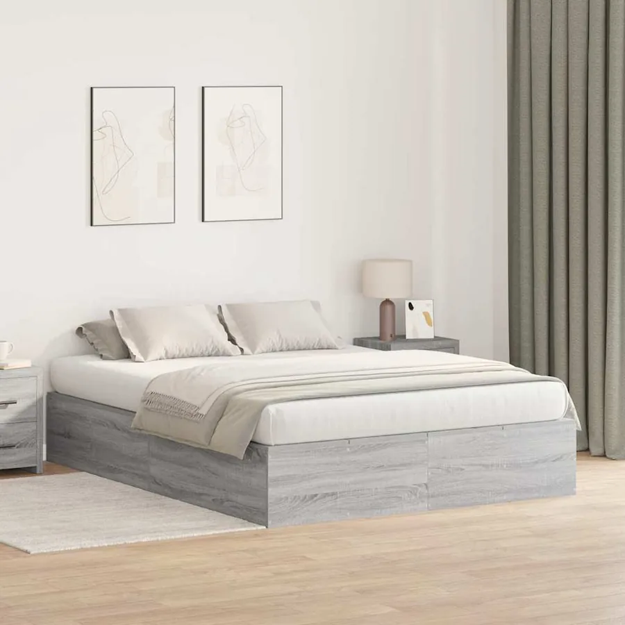 Cadre de lit avec rangement Gris Sonoma 140 x 190 cm