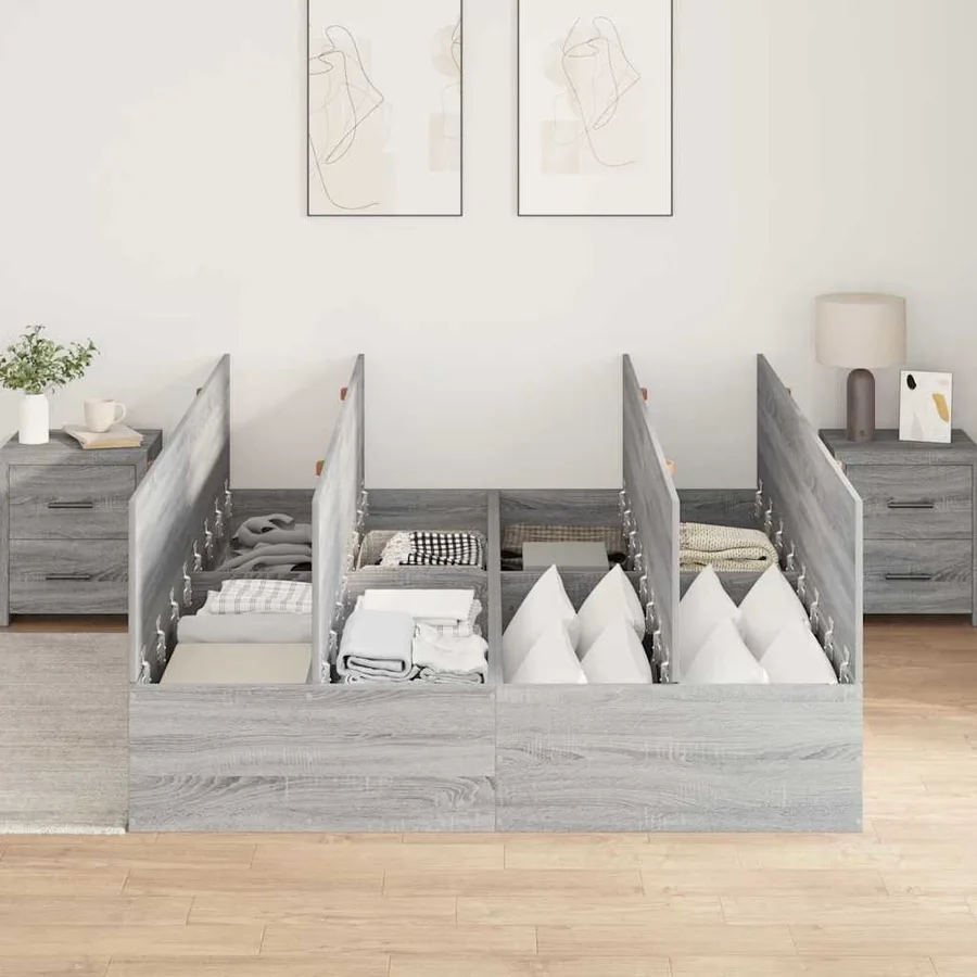 Cadre de lit avec rangement Gris Sonoma 140 x 190 cm - 3