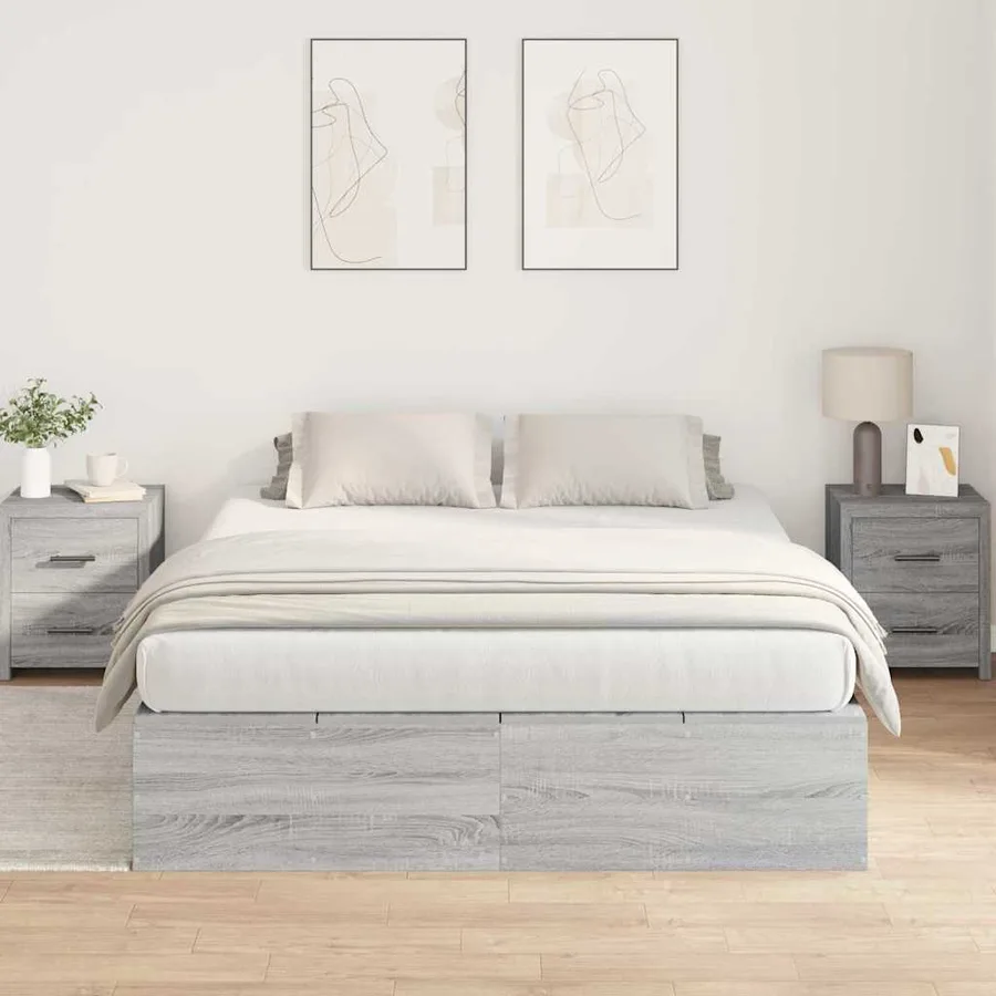 Cadre de lit avec rangement Gris Sonoma 140 x 190 cm - 4