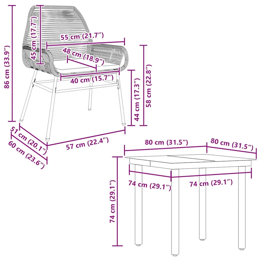 Ensemble à manger jardin coussins 5 pcs gris poly rotin verre - 10