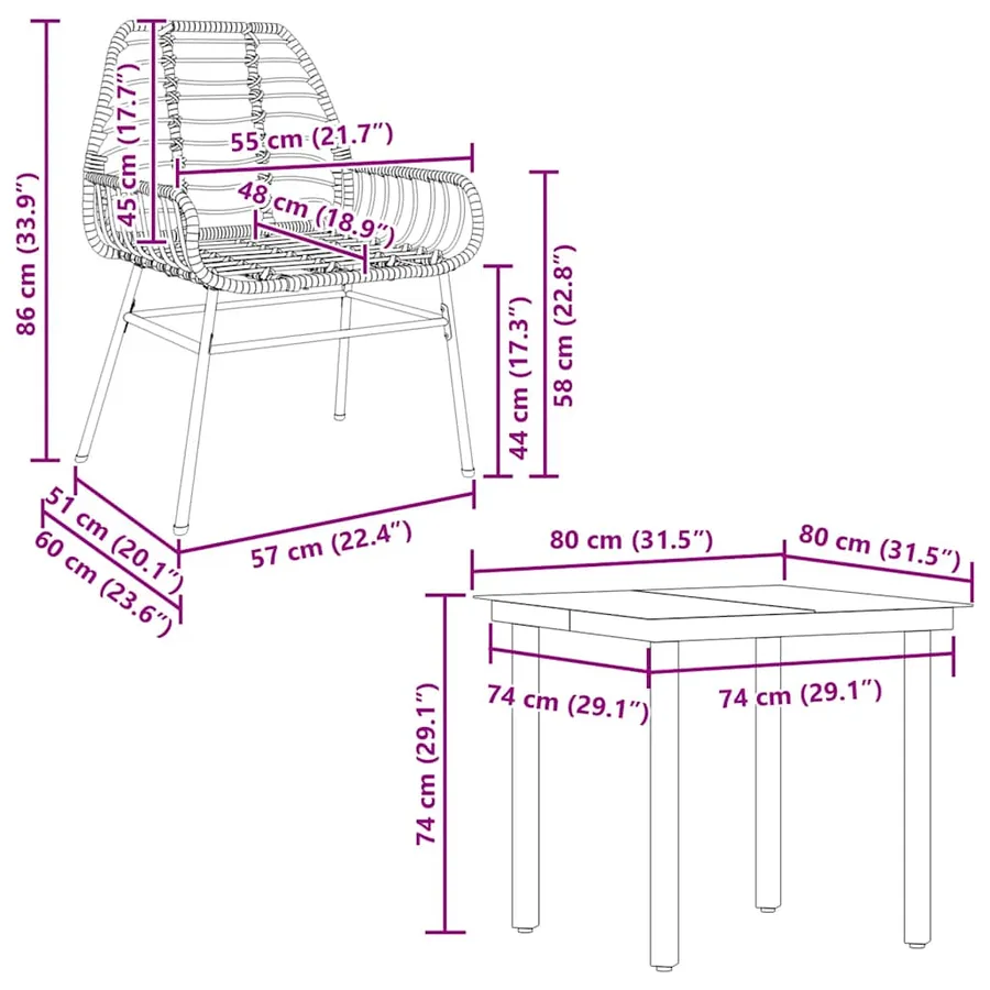 Ensemble à manger de jardin 5 pcs noir résine tressée verre - 10