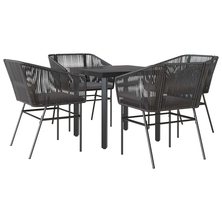 Ensemble à manger de jardin et coussins 5 pcs noir rotin verre - 2