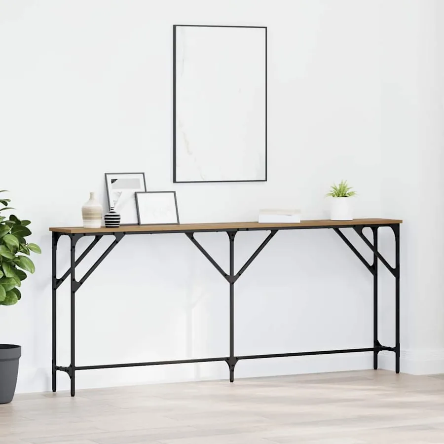 Table console chêne artisanal 180 x 23 x 75 cm