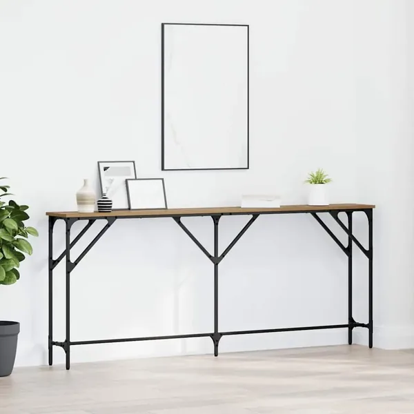 Table console chêne artisanal 180 x 23 x 75 cm