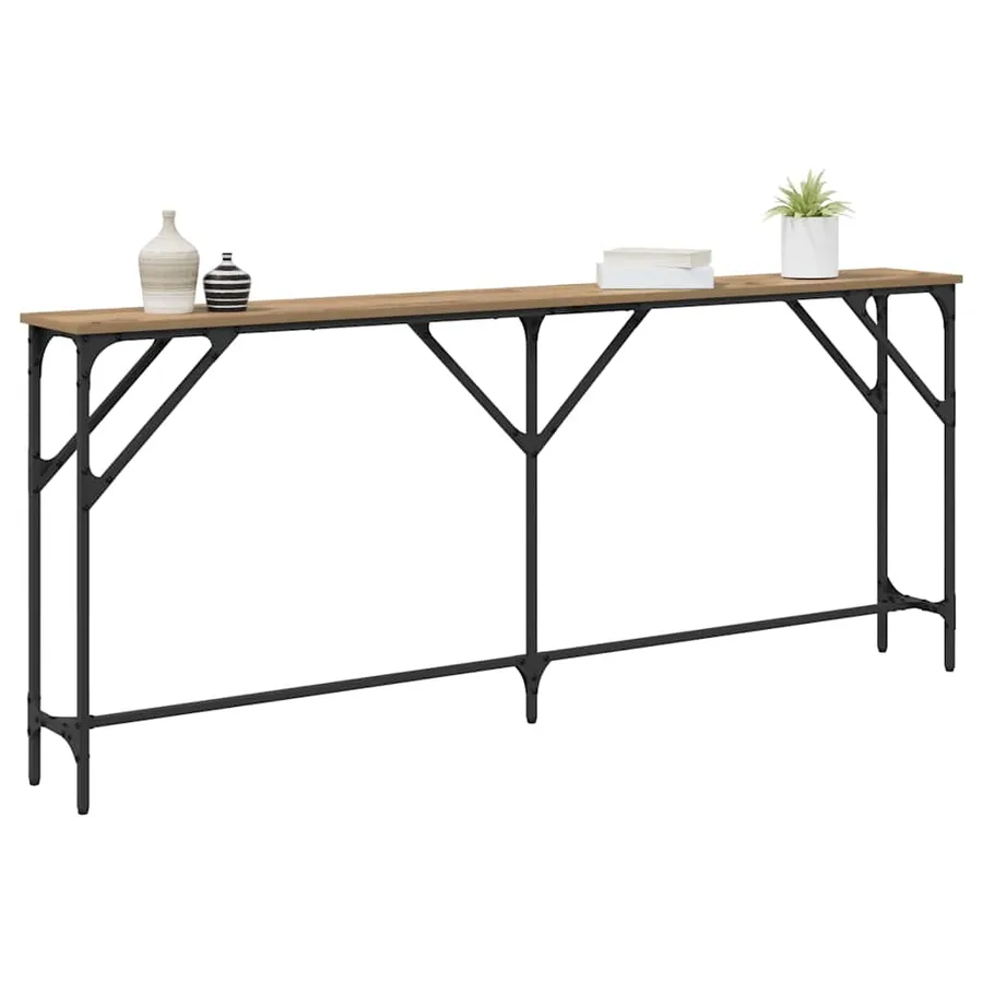 Table console chêne artisanal 180 x 23 x 75 cm - 3