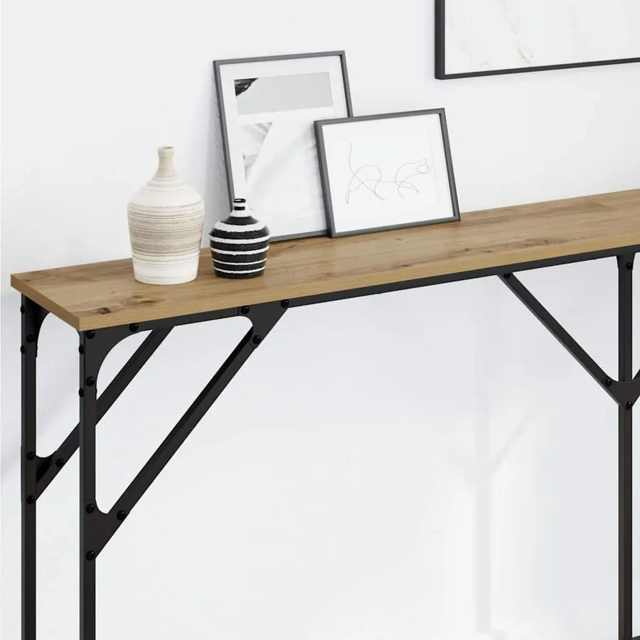 Table console chêne artisanal 180 x 23 x 75 cm - 4