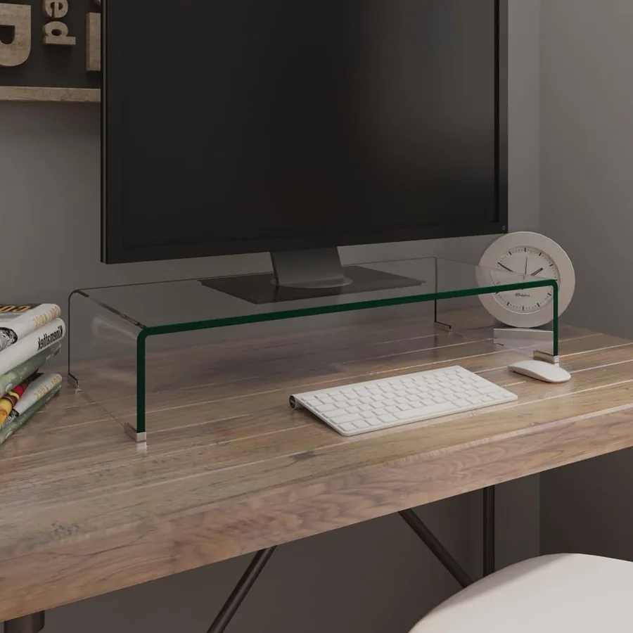 Meuble TV/pour moniteur 70x30x13 cm verre transparent