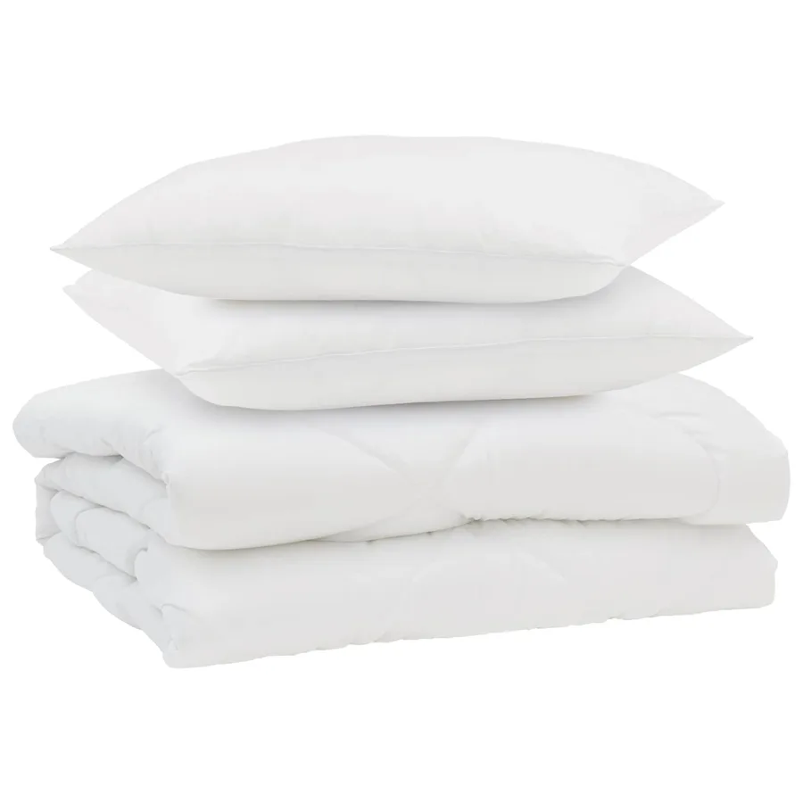 Duvet d'été simple avec oreiller 3 pcs Blanc Microfibre - 2