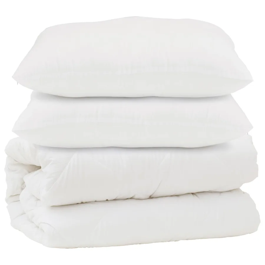 Couette avec oreiller 3 pcs Blanc Microfibre - 2